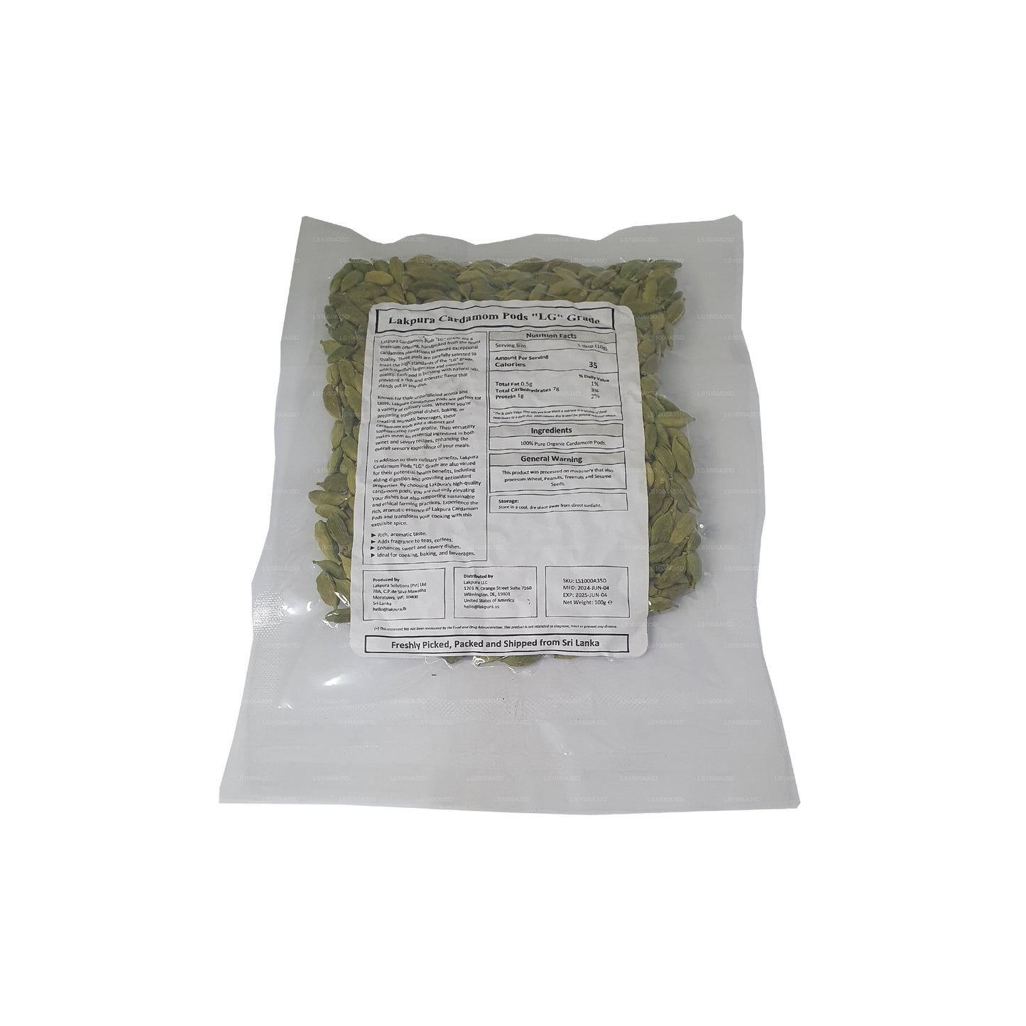 Lakpura Cardamom Pods „LG” Grade (100 g) Doos