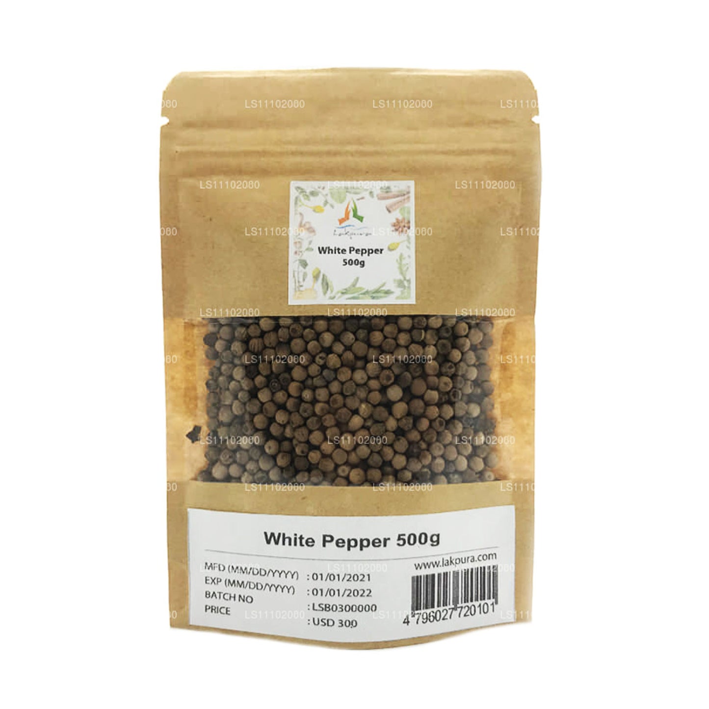 Lakpura witte peper in zijn geheel (500 g)