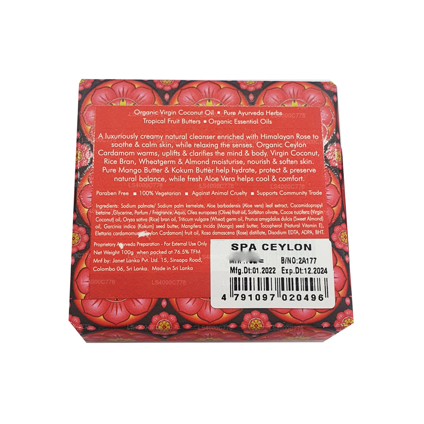 Spa Ceylon luxe zeep met kardemomroos (100 g)