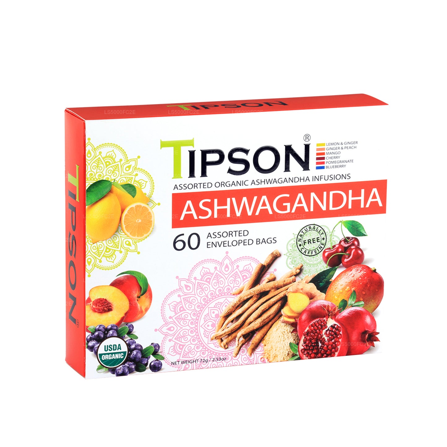 Tipson Tea Biologische Ashwagandha geassorteerd (72 g)