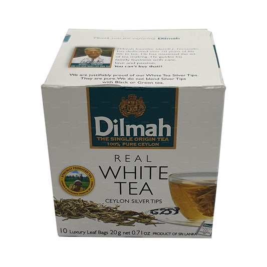 Dilmah echte witte thee Ceylon zilveren tips (20 g) 10 theezakjes