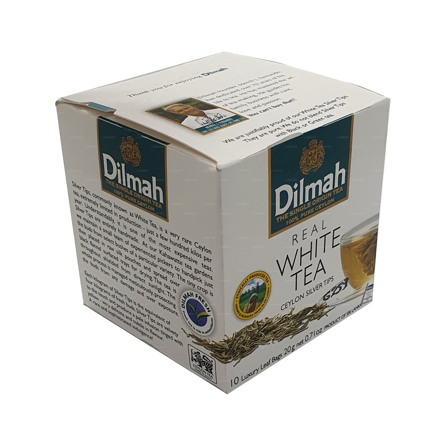 Dilmah echte witte thee Ceylon zilveren tips (20 g) 10 theezakjes