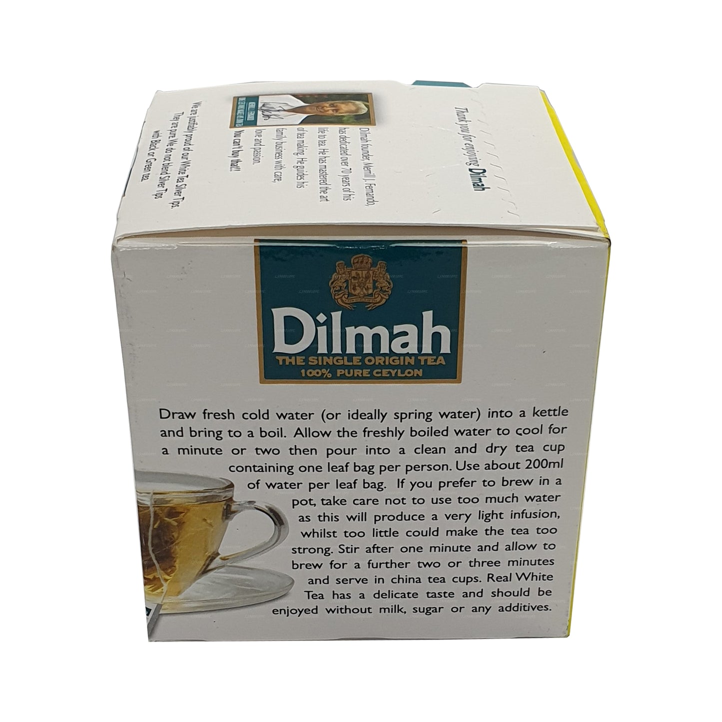 Dilmah echte witte thee Ceylon zilveren tips (20 g) 10 theezakjes