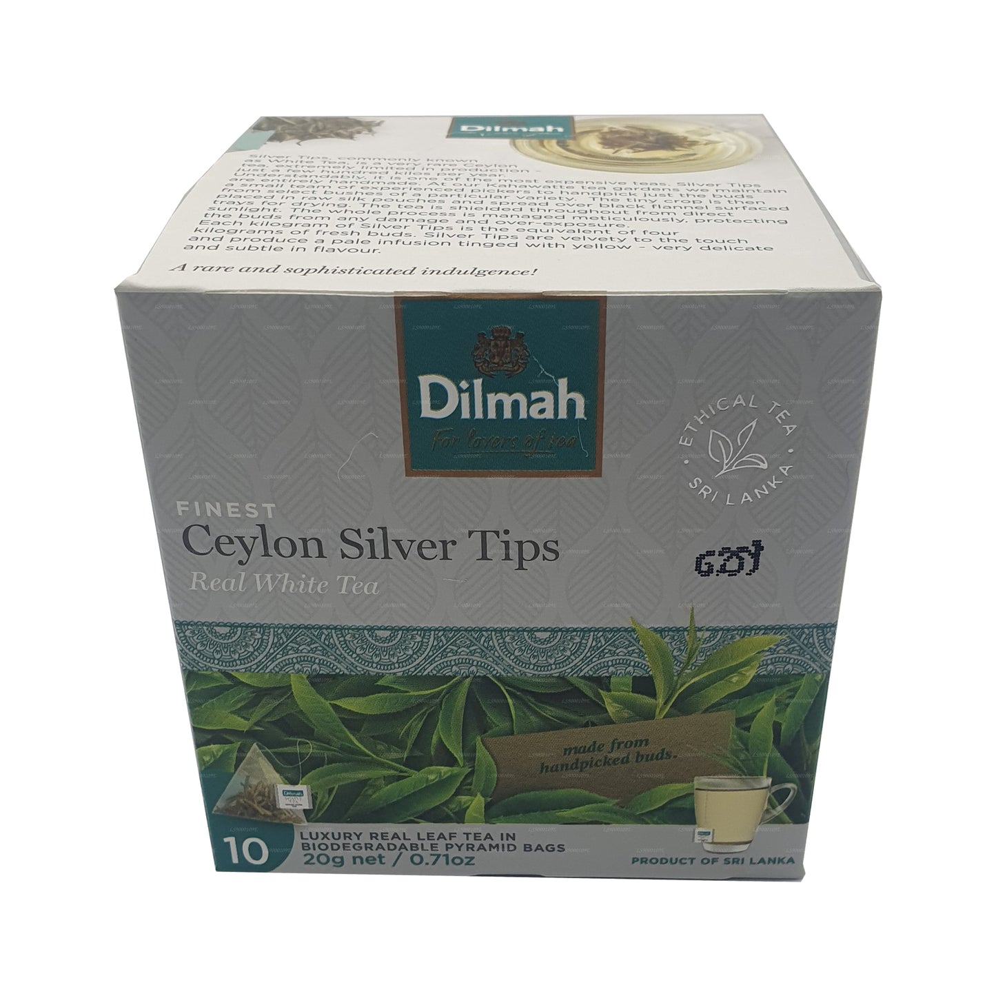 Dilmah echte witte thee Ceylon zilveren tips (20 g) 10 theezakjes