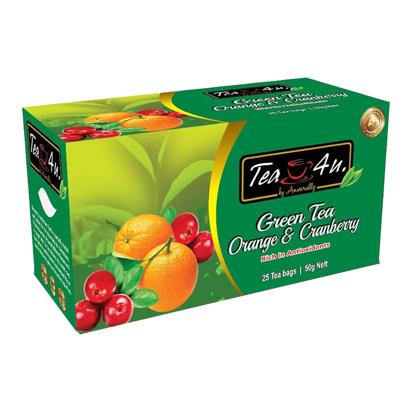 Tea4U Groene Thee Sinaasappel & Cranberry (50g) 25 theezakjes