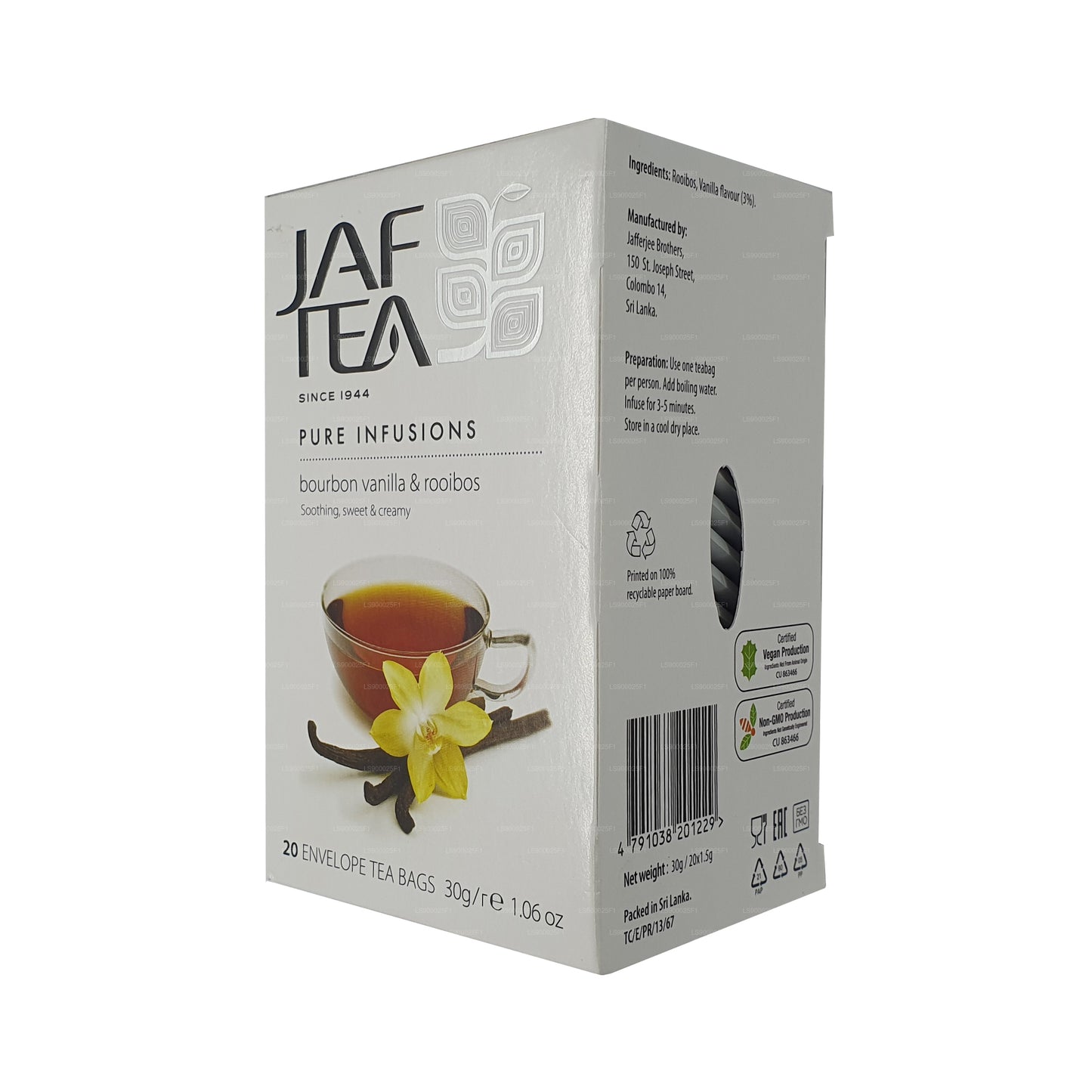 Jaf Tea Pure Infusions Collection Bourbon Vanilla Rooibos (30 g) 20 theezakjes