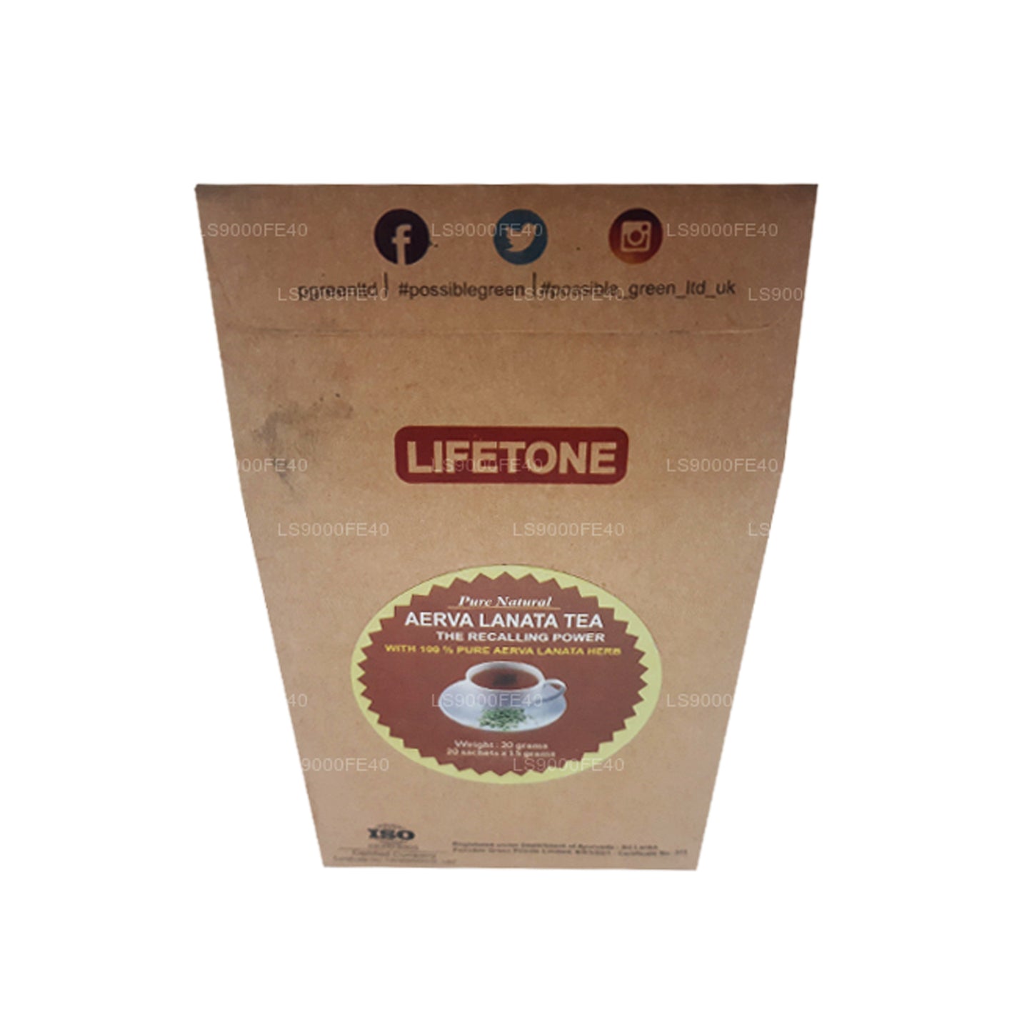 Lifetone (Polpala, bergknotgras) Aerva Lanata (30 g) 20 theezakjes