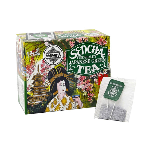 Mlesna Tea Sencha Japanse groene thee 50 theezakjes (100 g) String & Tag