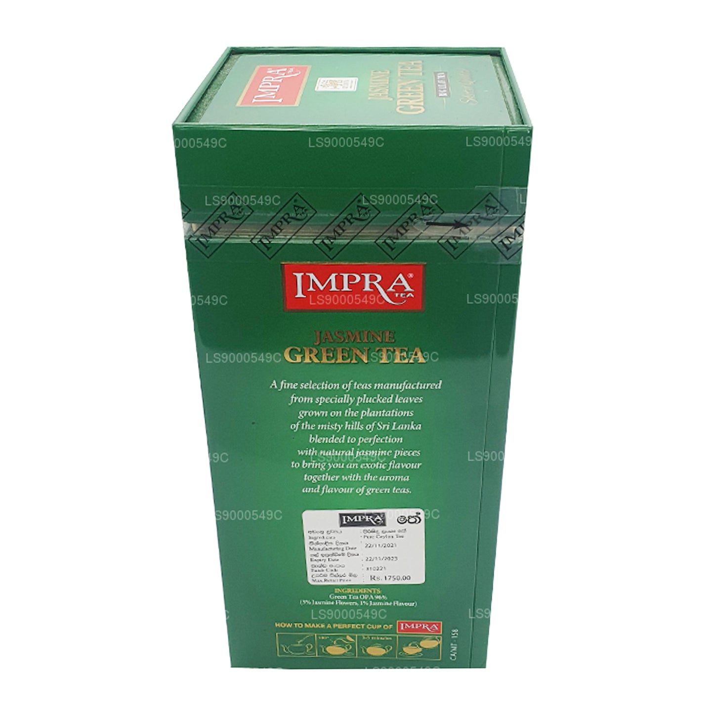 Impra Jasmijn groene thee Big Leaf (200 g) Meatal Caddy