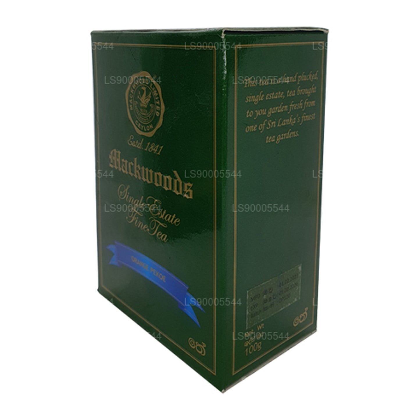 Mackwoods Single Estate, losse bladeren, sinaasappelpekoe (op) in een doos (100 g)