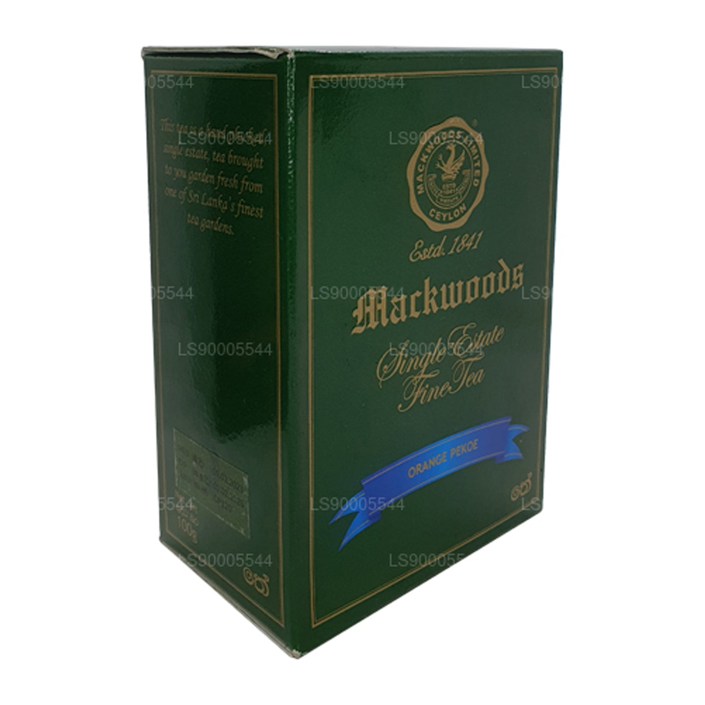 Mackwoods Single Estate, losse bladeren, sinaasappelpekoe (op) in een doos (100 g)