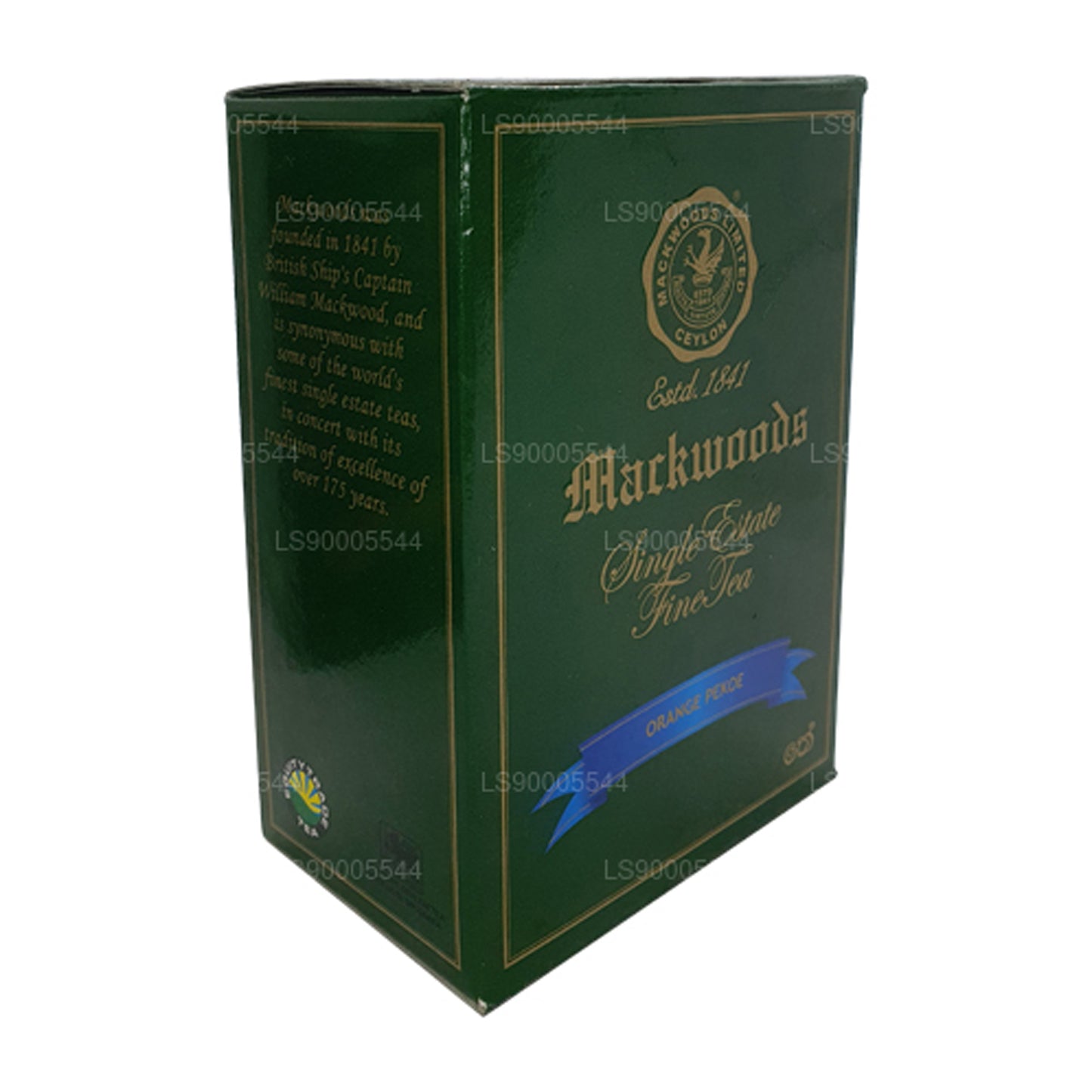 Mackwoods Single Estate, losse bladeren, sinaasappelpekoe (op) in een doos (100 g)