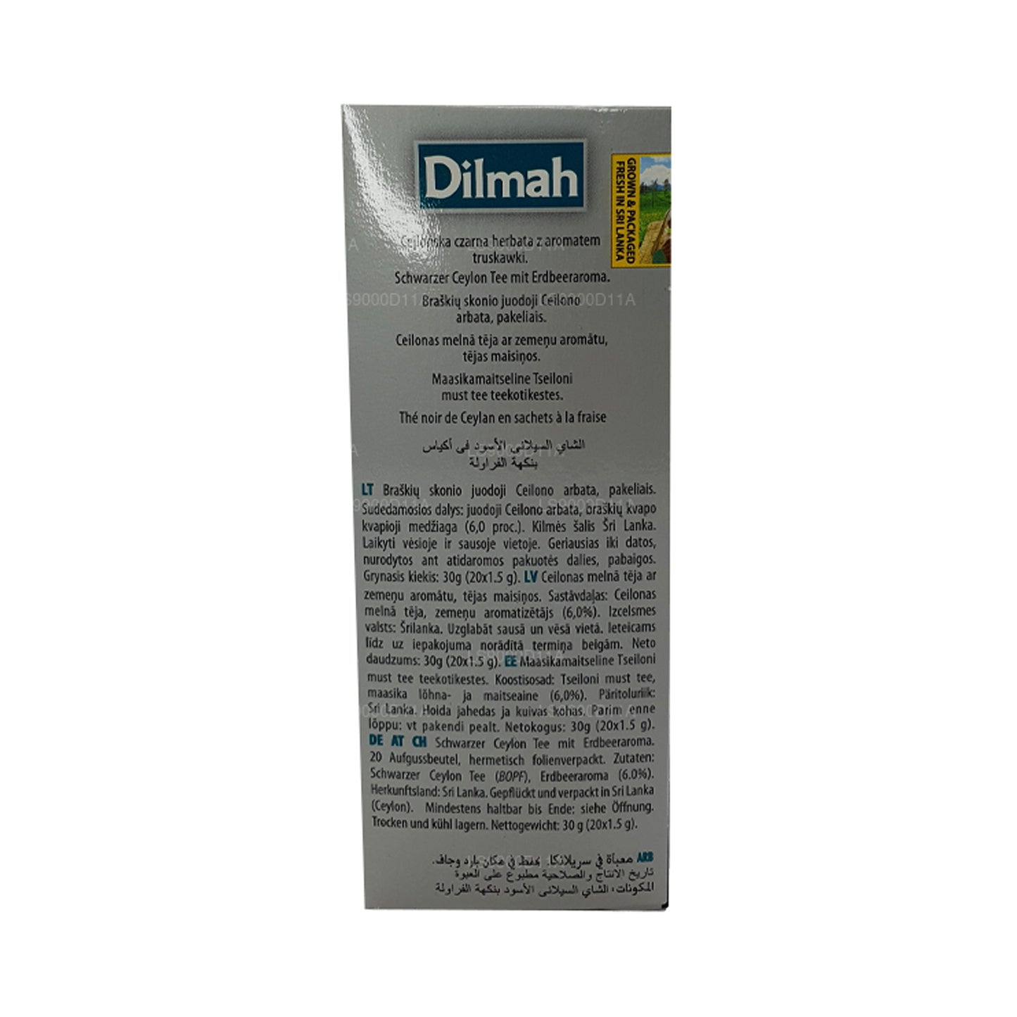 Dilmah zwarte Ceylon-thee met aardbeiensmaak (30 g) 20 theezakjes