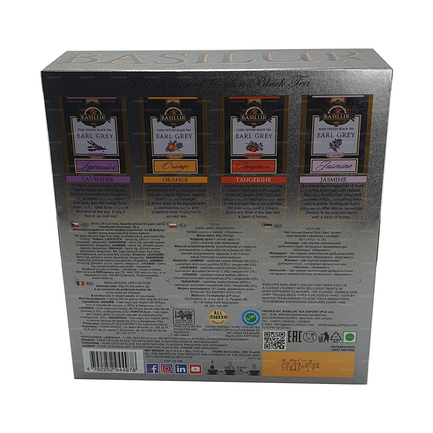 Basilur Earl Grey collectie, geassorteerd (80 g)