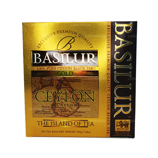 Basilur Island of Gold Exclusieve zwarte Ceylon-thee van topkwaliteit (200 g) 100 theezakjes