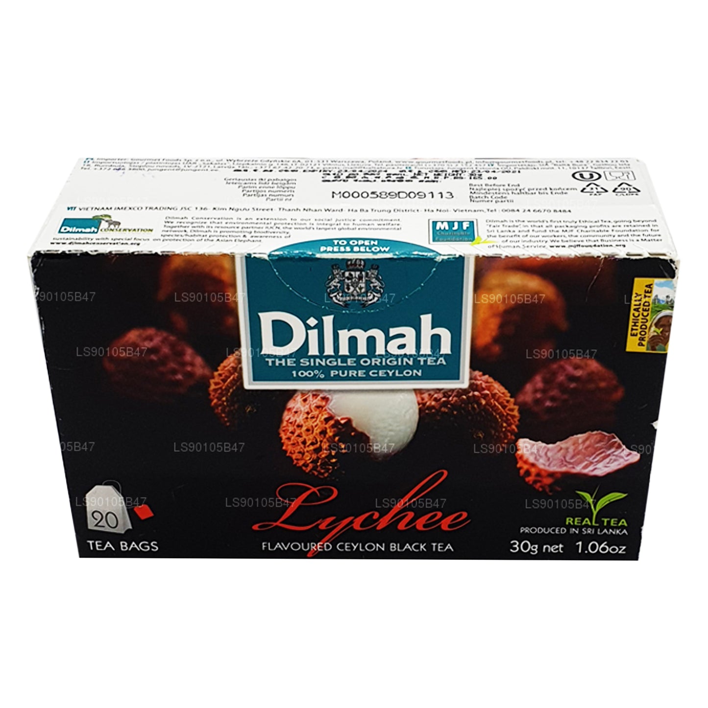 Zwarte thee met dilmah lychee-smaak (30 g)