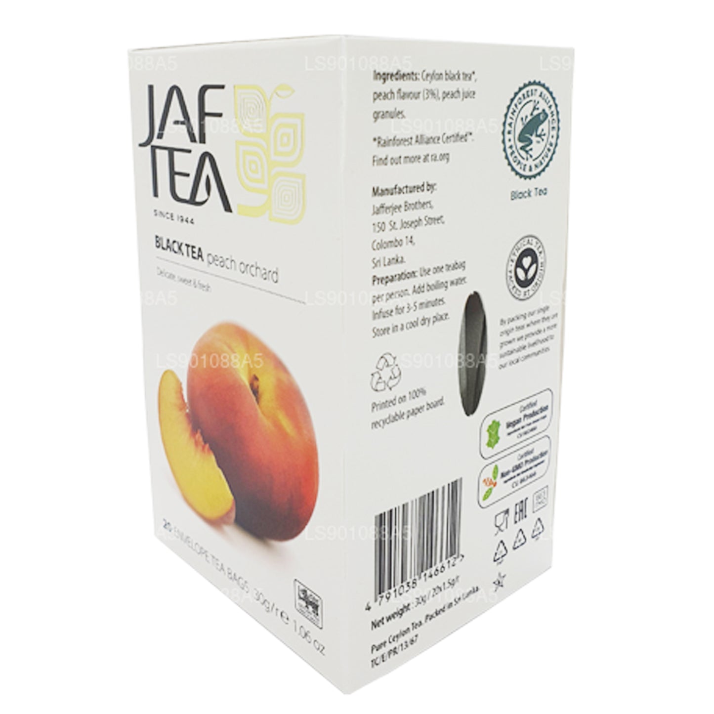 Jaf Tea Pure Fruits Collection zwarte thee perzikboomgaard (30 g) 20 theezakjes