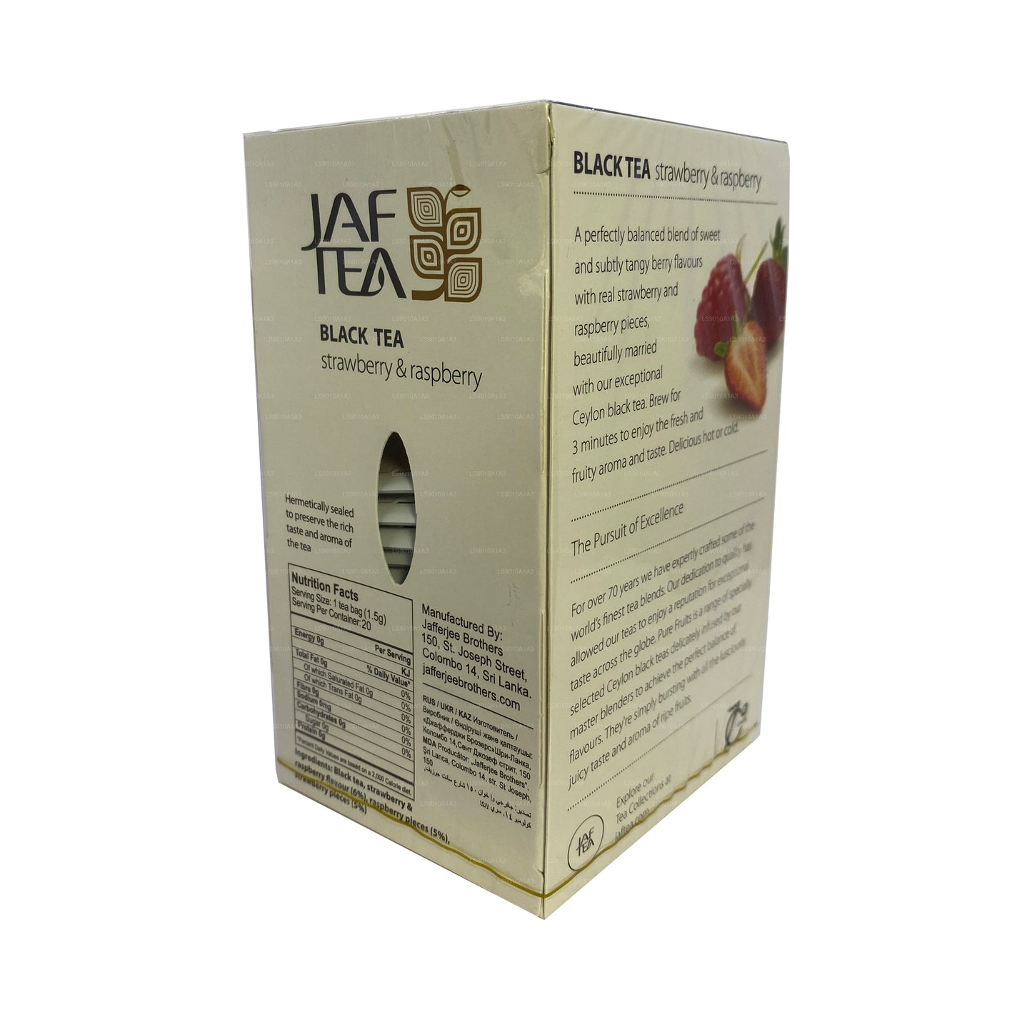 Jaf Tea Pure Fruits Collection zwarte thee aardbei en framboos (30 g) 20 theezakjes