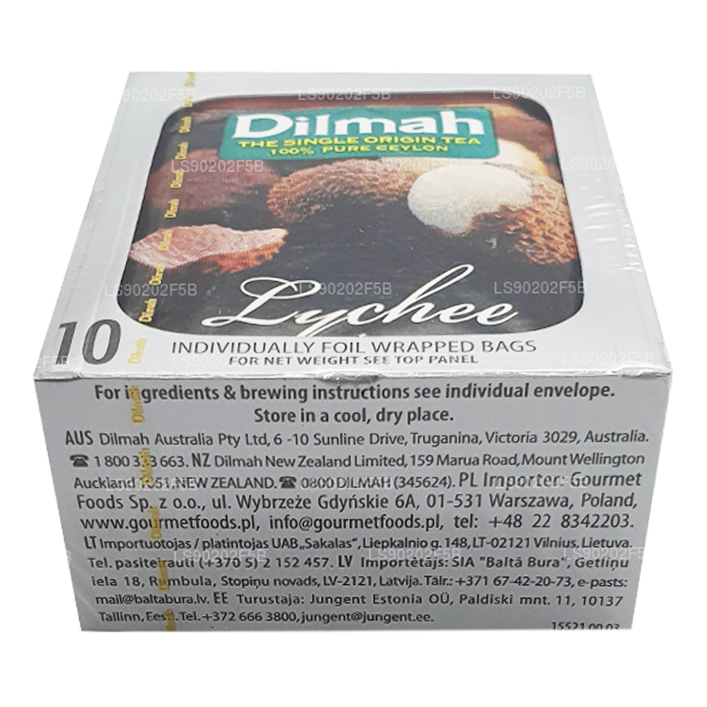 Dilmah Lychee gearomatiseerde zwarte thee van Ceylon (20 g) 10 theezakjes