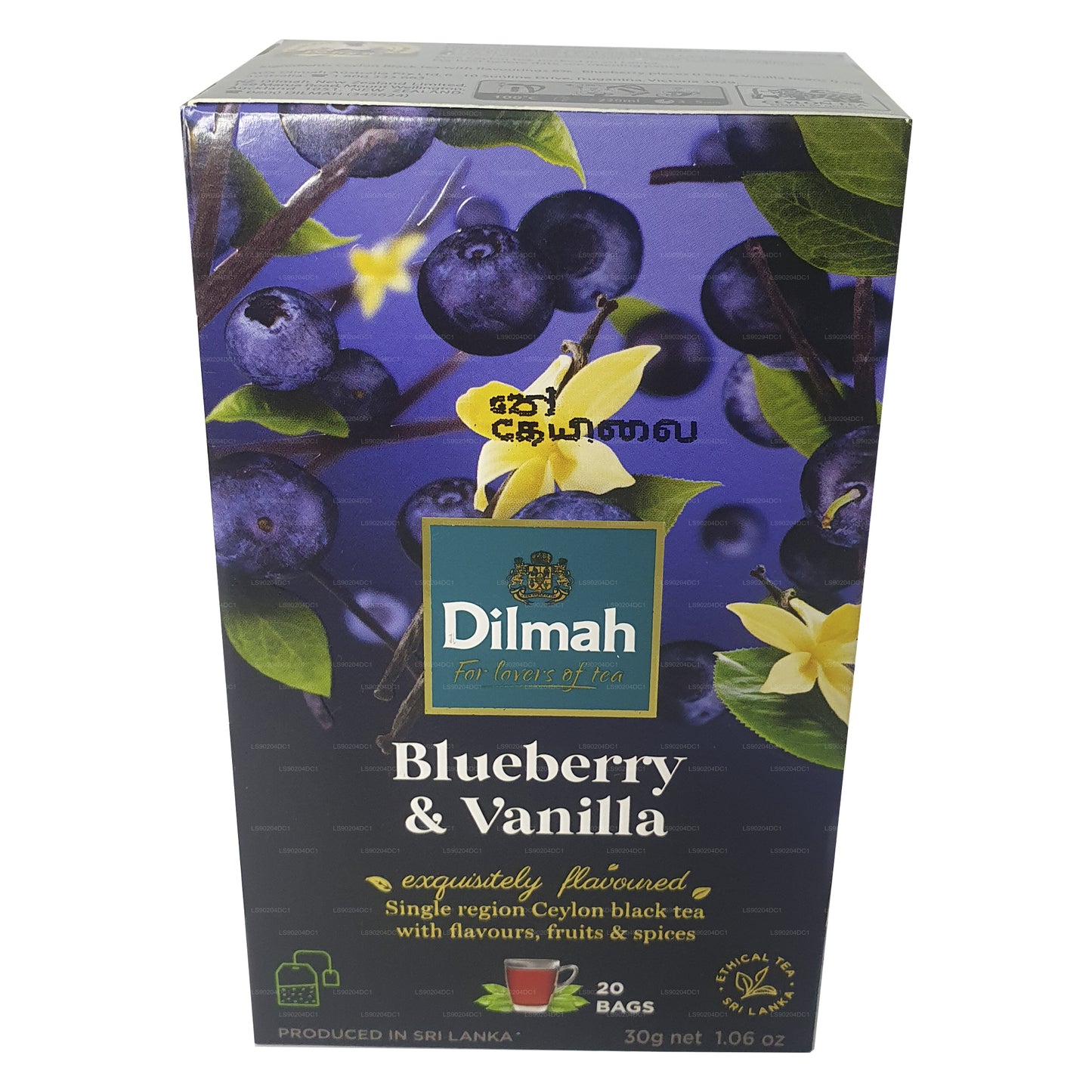 Dilmah thee met blauwe bessen- en vanillesmaak (40 g) 20 theezakjes