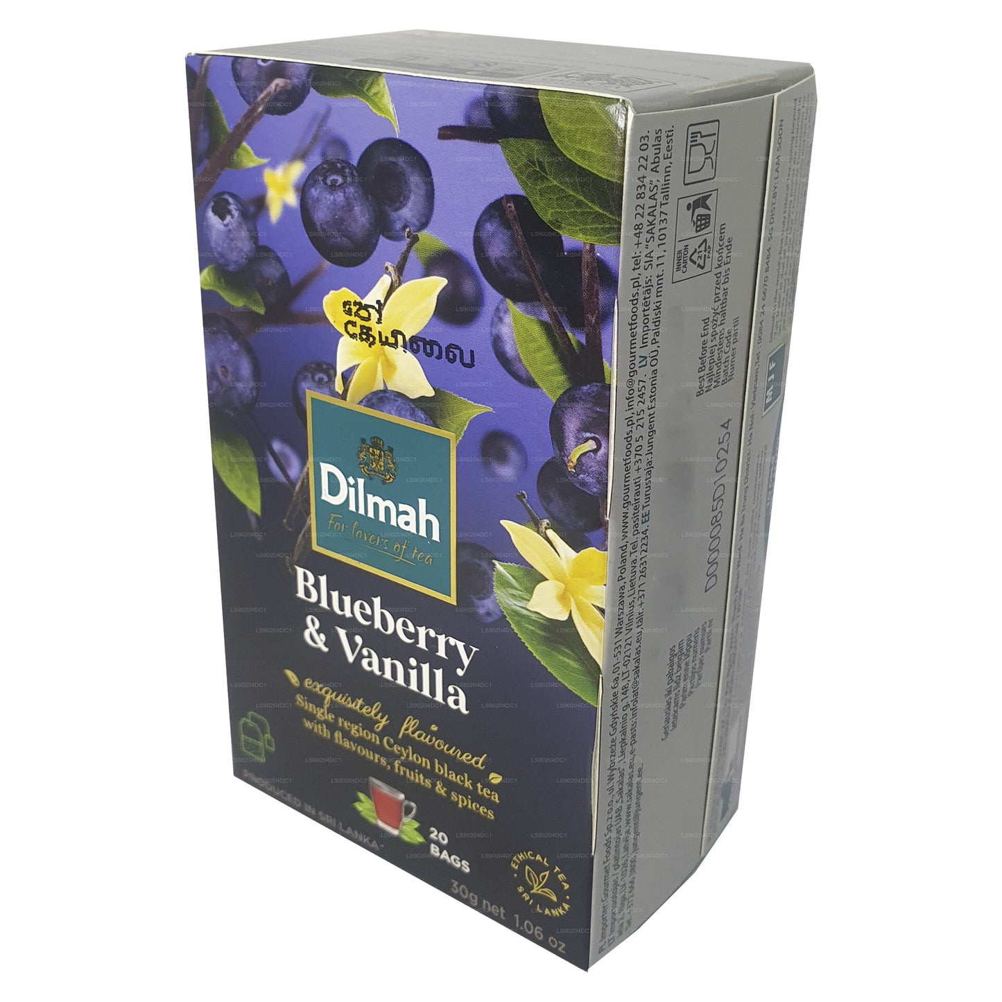 Dilmah thee met blauwe bessen- en vanillesmaak (40 g) 20 theezakjes