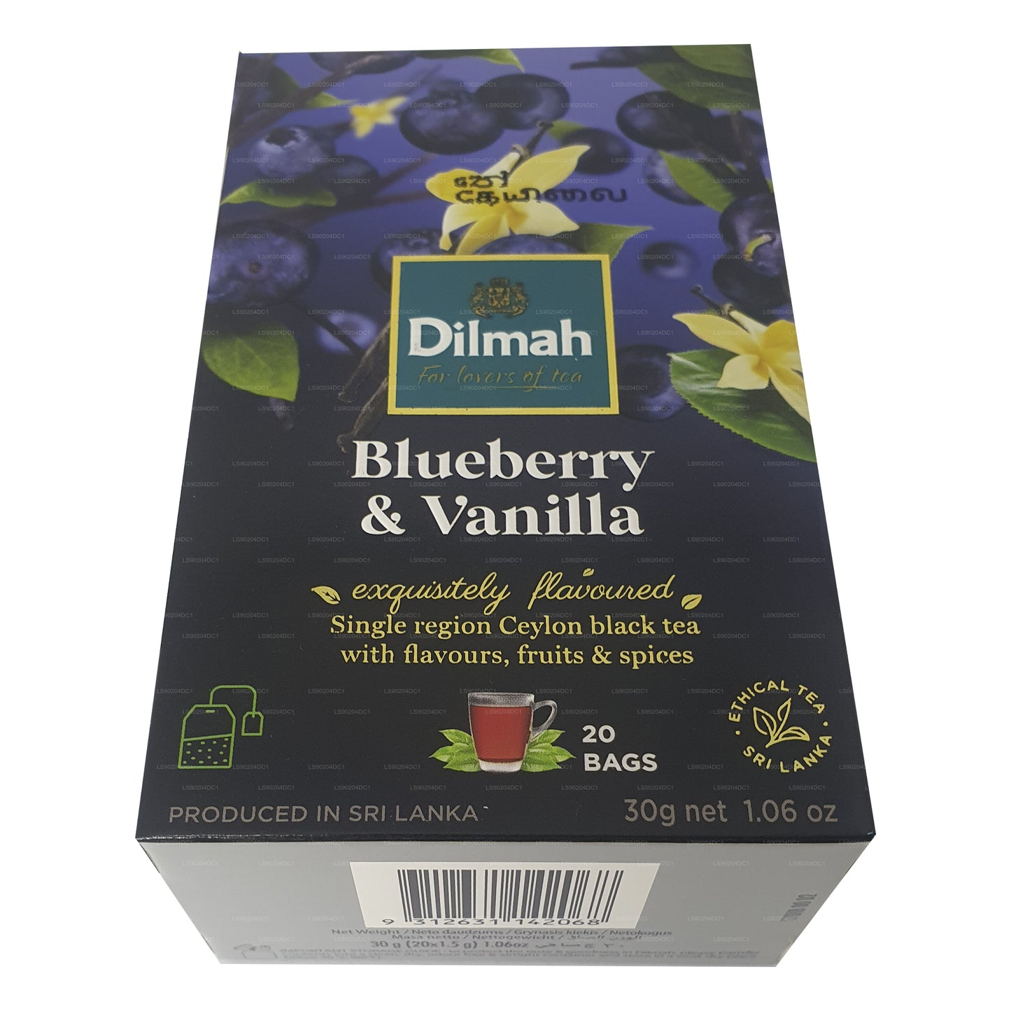 Dilmah thee met blauwe bessen- en vanillesmaak (40 g) 20 theezakjes