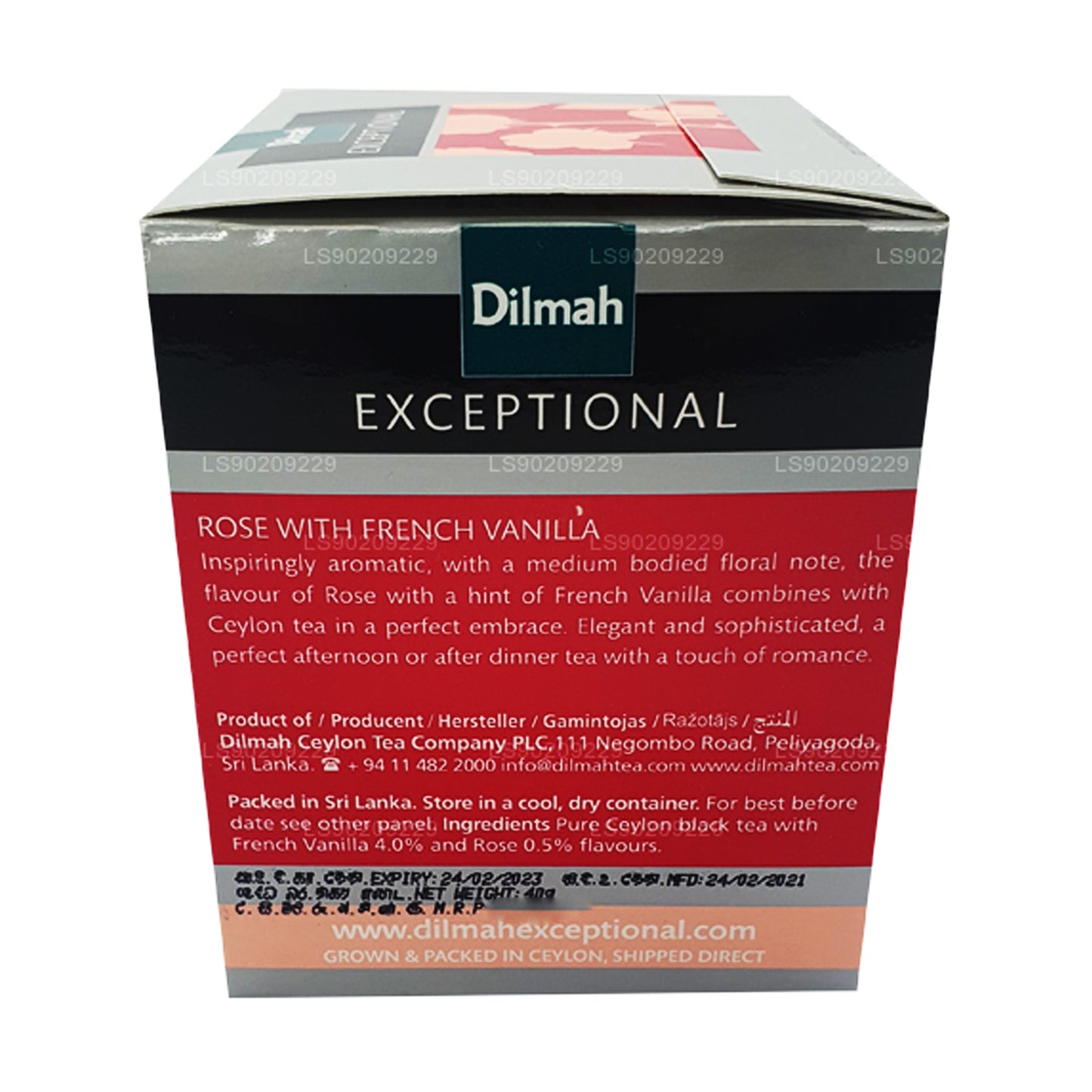 Dilmah Exceptional Rose met Franse vanille (40 g) 20 theezakjes