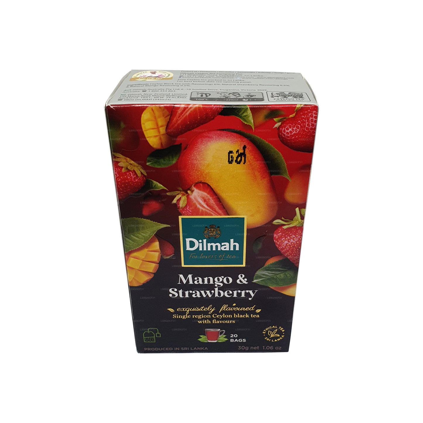 Dilmah thee met mango- en aardbeiensmaak (30 g) 20 theezakjes