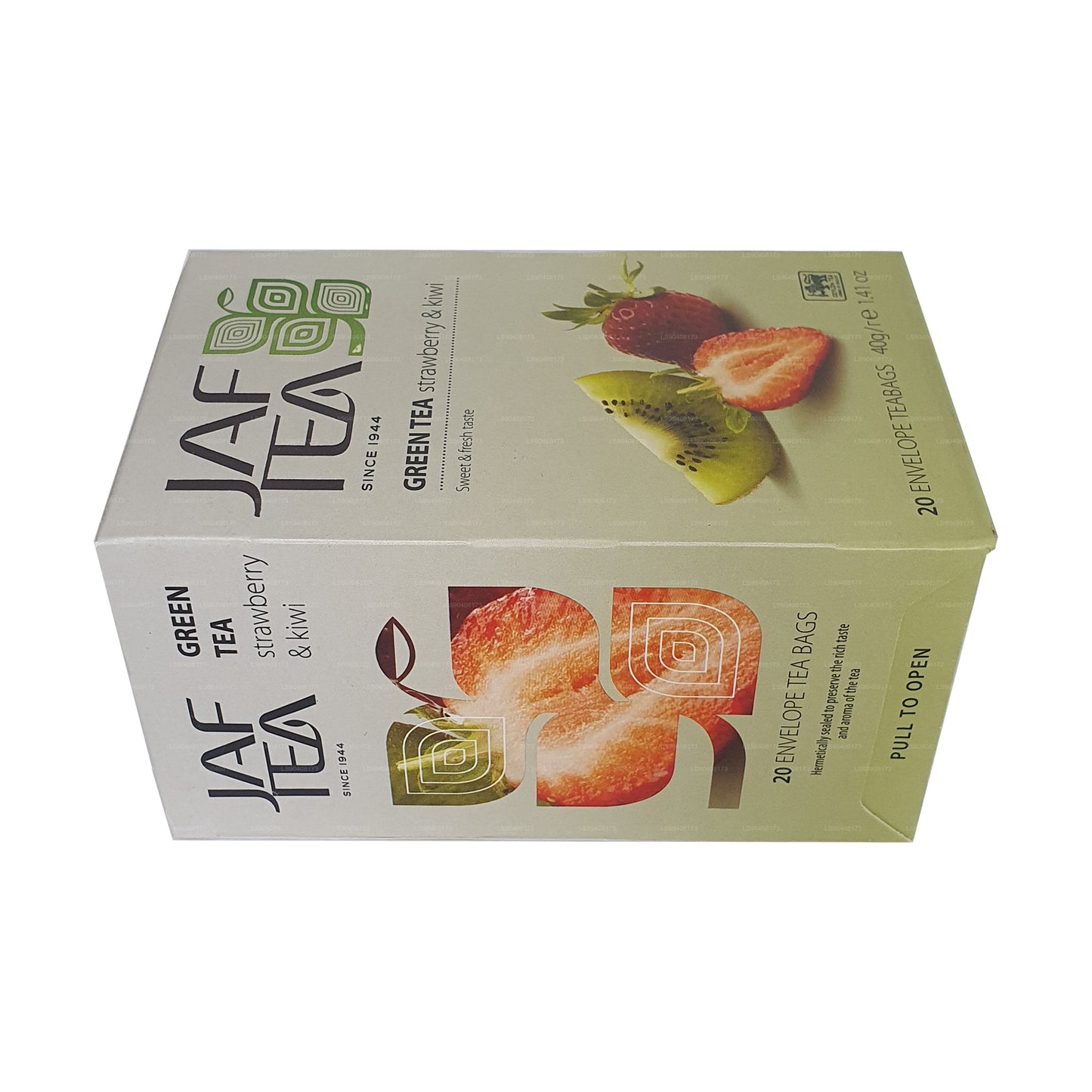 Jaf Tea Pure Green Collection Groene thee met aardbei en kiwi (40 g) 20 theezakjes