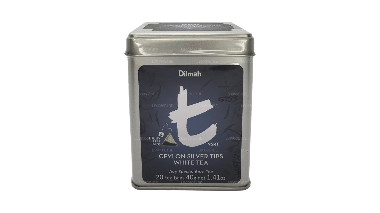 Dilmah T-serie VSRT Ceylon zilveren tips witte theeblikje Caddy (40 g) met losse bladeren