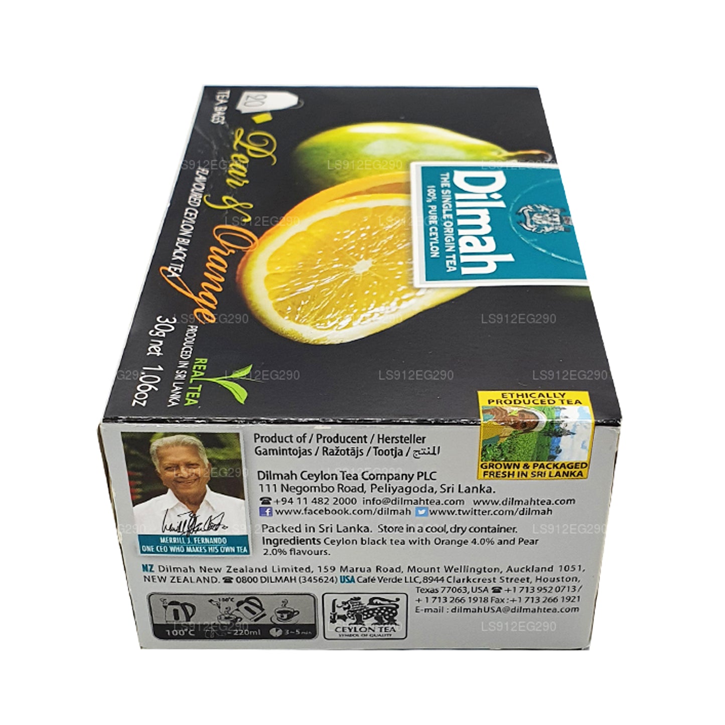 Dilmah zwarte thee van Ceylon met peer en sinaasappelsmaak (30 g) 20 theezakjes