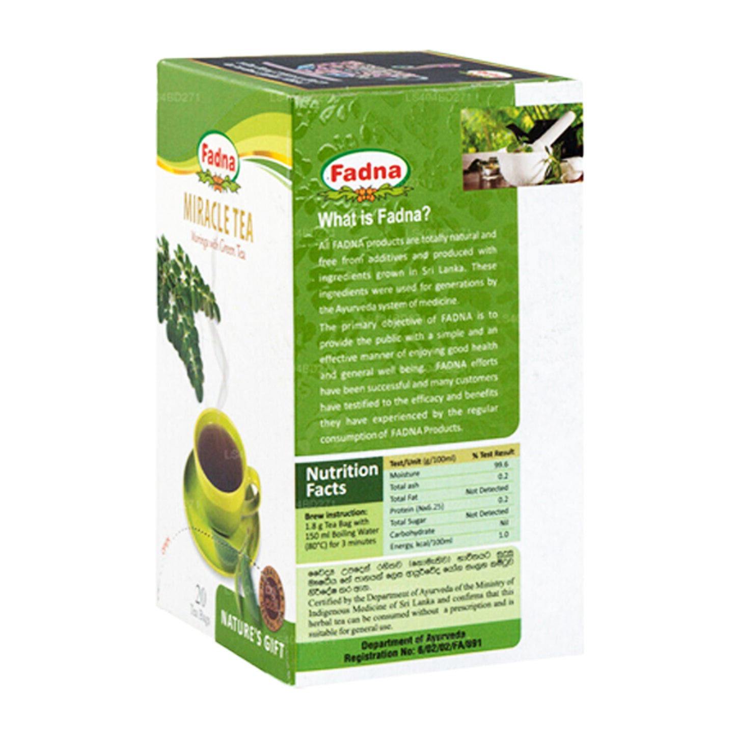 Fadna Miracle Tea Moringa met groene thee (40 g) 20 theezakjes