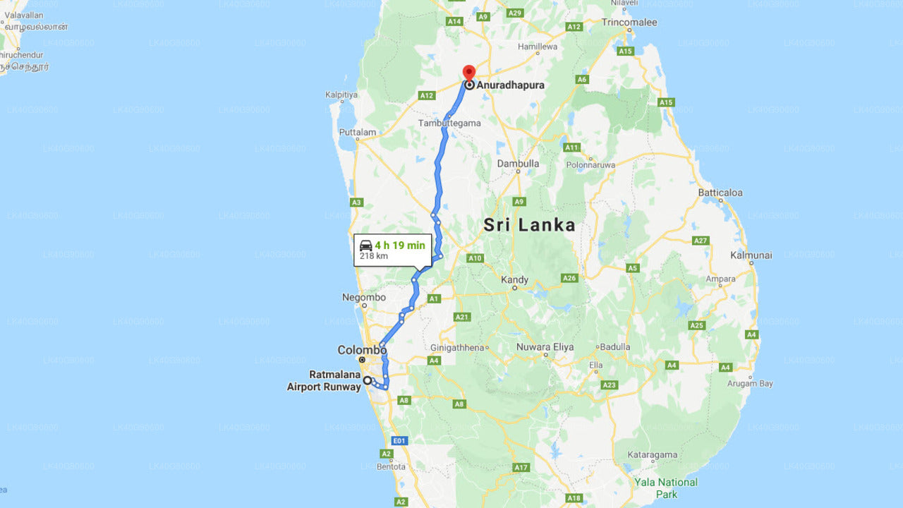 Ratmalana Airport (RML) to Anuradhapura City Private Transfer