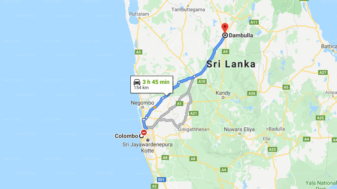 Colombo City to Dambulla City Private Transfer