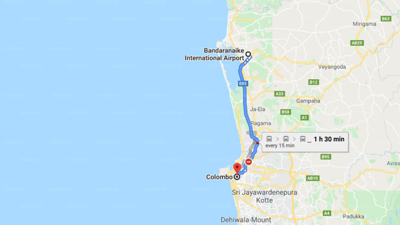 Transfer between Colombo Airport (CMB) and Shangri-La, Colombo