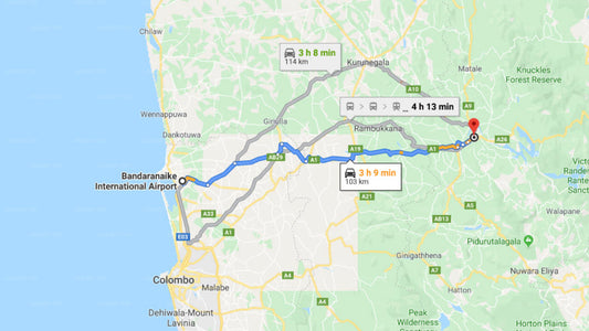 Transfer between Colombo (CMB) Airport and Clingendael, Kandy