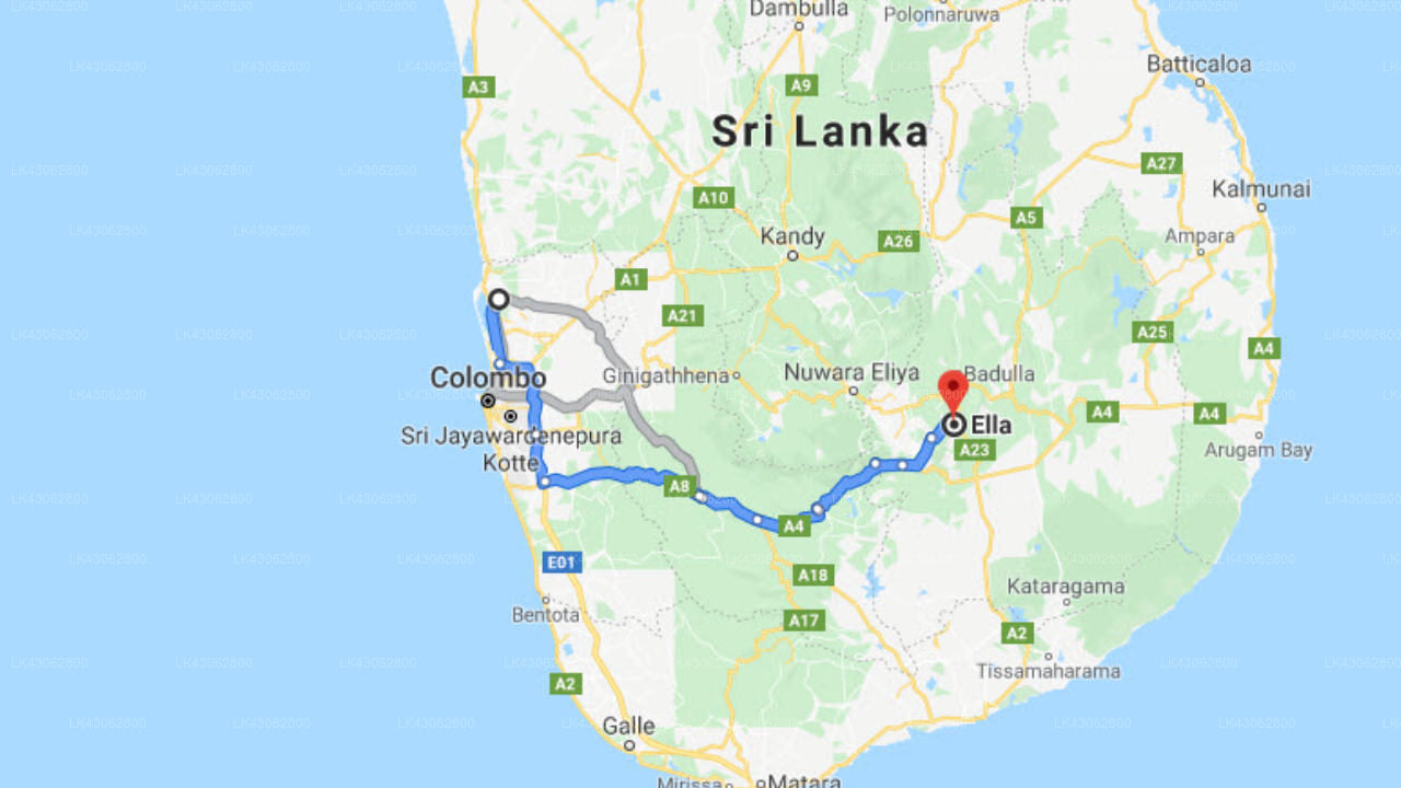 Transfer between colombo Airport (CMB) and Hotel Alta Vista, Ella