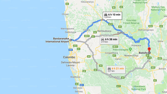 Transfer between Colombo Airport (CMB) and Bonnieland Bungalow, Badulla
