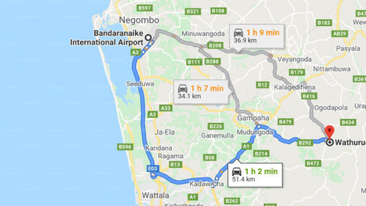 Transfer between Colombo Airport (CMB) and The Hideaway, Wathurugama