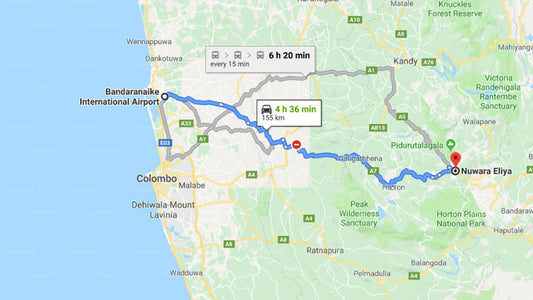 Transfer between Colombo Airport (CMB) and Hotel Glendower, Nuwara Eliya