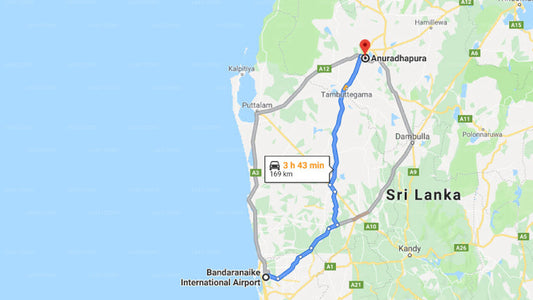 Transfer between Colombo Airport (CMB) and Ashok Hotel, Anuradhapura