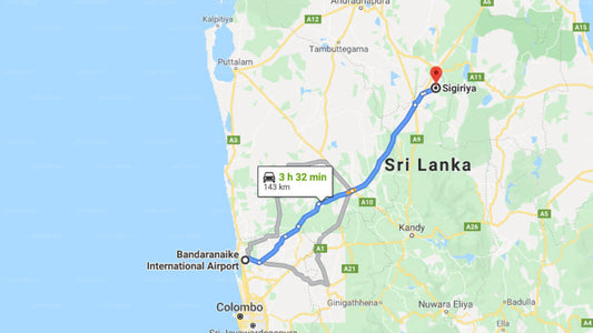 Transfer between Colombo Airport (CMB) and Kashyapa Forest Chalets Resort, Sigiriya