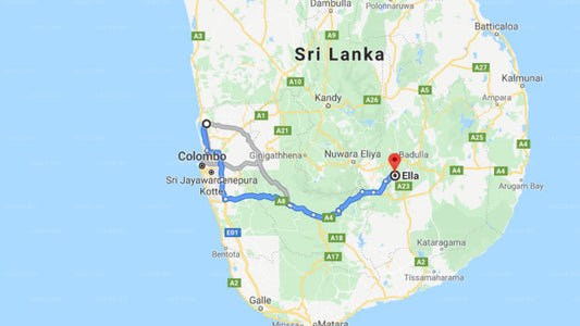 Transfer between Colombo Airport (CMB) and Yoho Rathmal Road, Ella