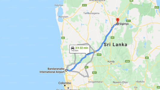 Transfer between Colombo Airport (CMB) and Sarilco Rock View Treehouse, Sigiriya
