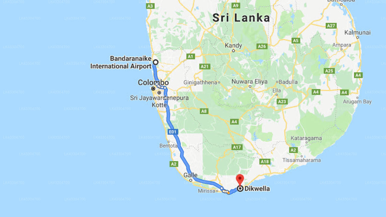 Transfer between Colombo (CMB) Airport and UTMT by Jetwing, Dikwella