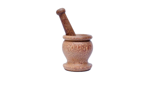 Lakpura houten vijzel en stamper (Wangediya) hoogte (8 cm)