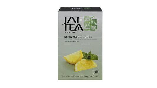 Jaf Tea Pure Green Collection theezakjes met groene citroen- en muntfolie en envelop (40 g)
